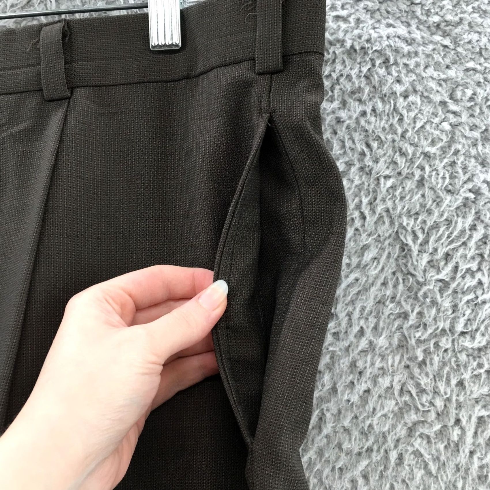 Kenneth Cole Kenneth Cole Dress Pants Mens Cuffed Trouser Gray High Rise Zip 40x30 Regular Slim Tapered Pant Mens Size US 40 / EU 56 - 6 Thumbnail