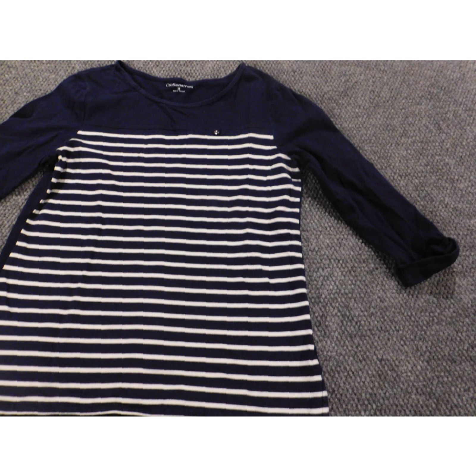 Croft & Barrow Croft & Barrow Blouse Womens Regular Shirt Blue Striped Crew Neck Long Sleeve Stretch Breathable Cotton Polyester Rayon Casual Size M / US 6-8 / IT 42-44 - 2 Thumbnail