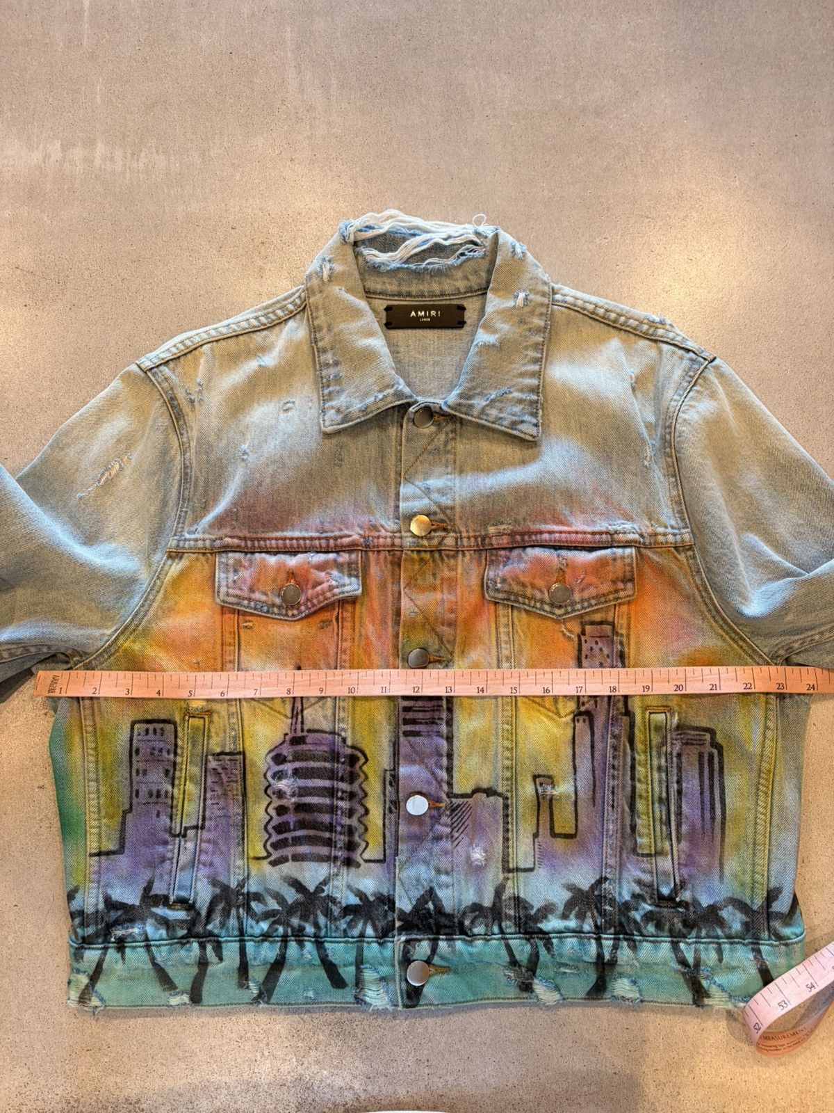 Amiri Amiri Los Angeles Indigo Denim Airbrush "Hollywood" Jacket Size L / US 10 / IT 46 - 12 Thumbnail