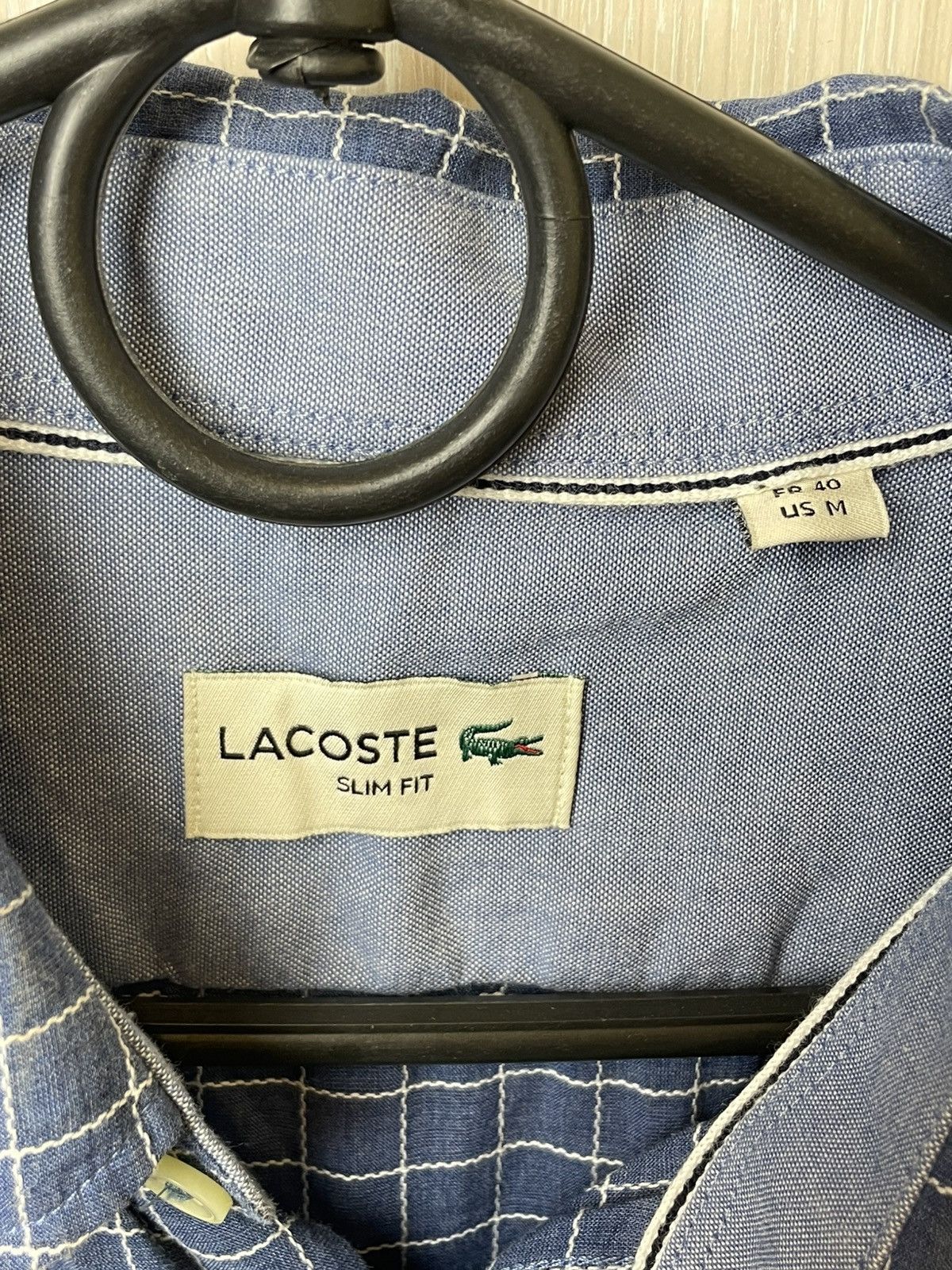 Lacoste Lacoste Shirt Short Sleeve Check Blue Size US M / EU 48-50 / 2 - 8 Thumbnail