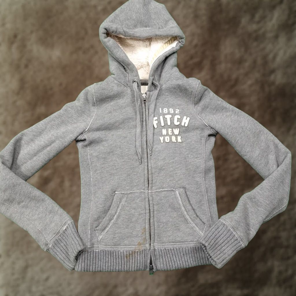 Abercrombie & Fitch Abercrombie & Fitch Hoodie Womens XS Gray Full Zip Faux Fur Lined Sherpa Size XS / US 0-2 / IT 36-38 - 1 Thumbnail
