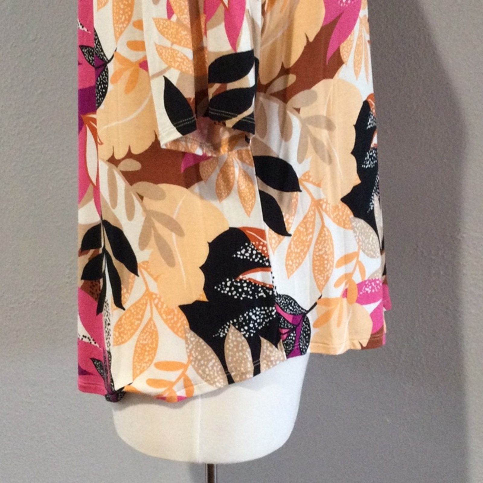 Apt. 9 Apt 9 Multicolor Foliage Print Soft 3/4 Sleeve Tunic Size XL Size XL / US 12-14 / IT 48-50 - 6 Thumbnail