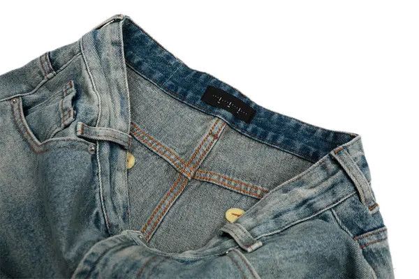 VIBE Men's loose punk split gradient distressed washed jeans Size US 32 / EU 48 - 5 Thumbnail