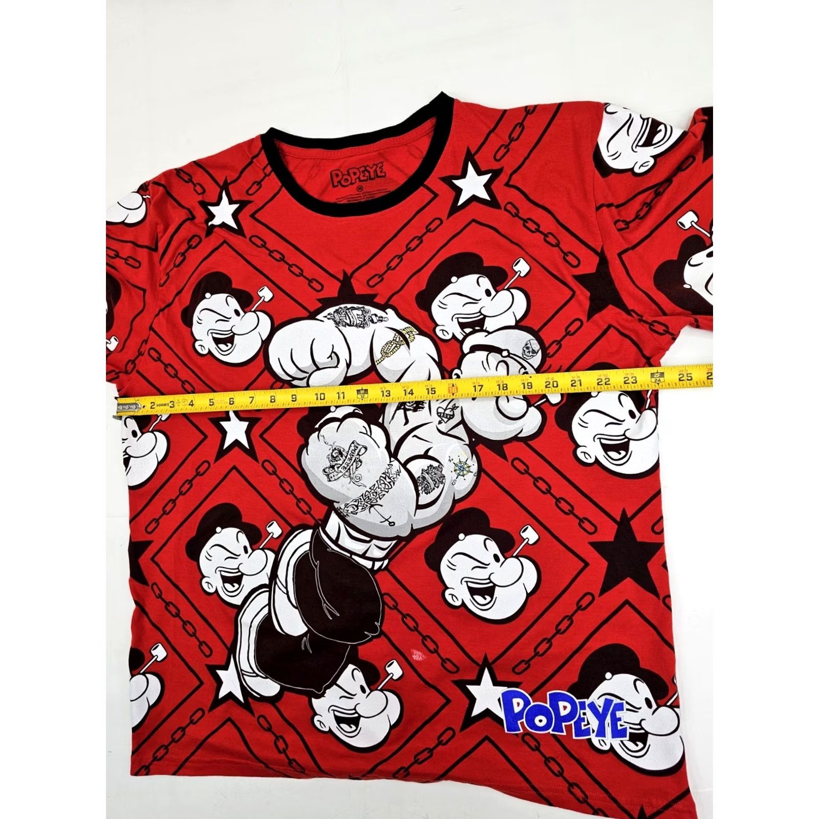 Gloverall Popeye the Sailor Man Shirt Men 2XL Red All Over Graphic Cartoon T-Shirt Size US XXL / EU 58 / 5 - 6 Thumbnail