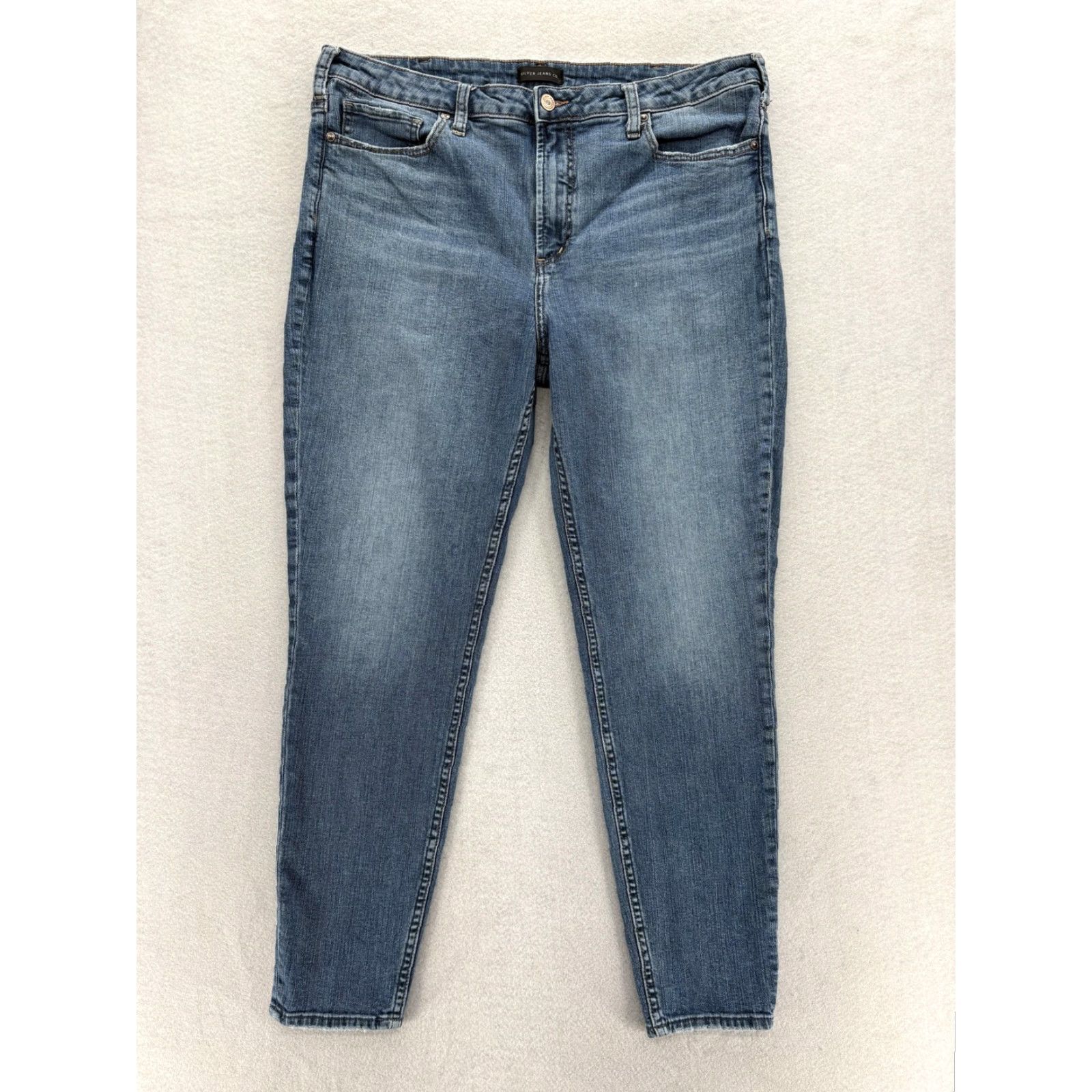 Silver Jeans Co. Silver Jeans High Rise Skinny Jeans Womens 16 Blue Medium Wash Stretch Denim Slim 5-Pocket N/A Autumn Womens Size 38" / US 16 / IT 52 - 2 Thumbnail