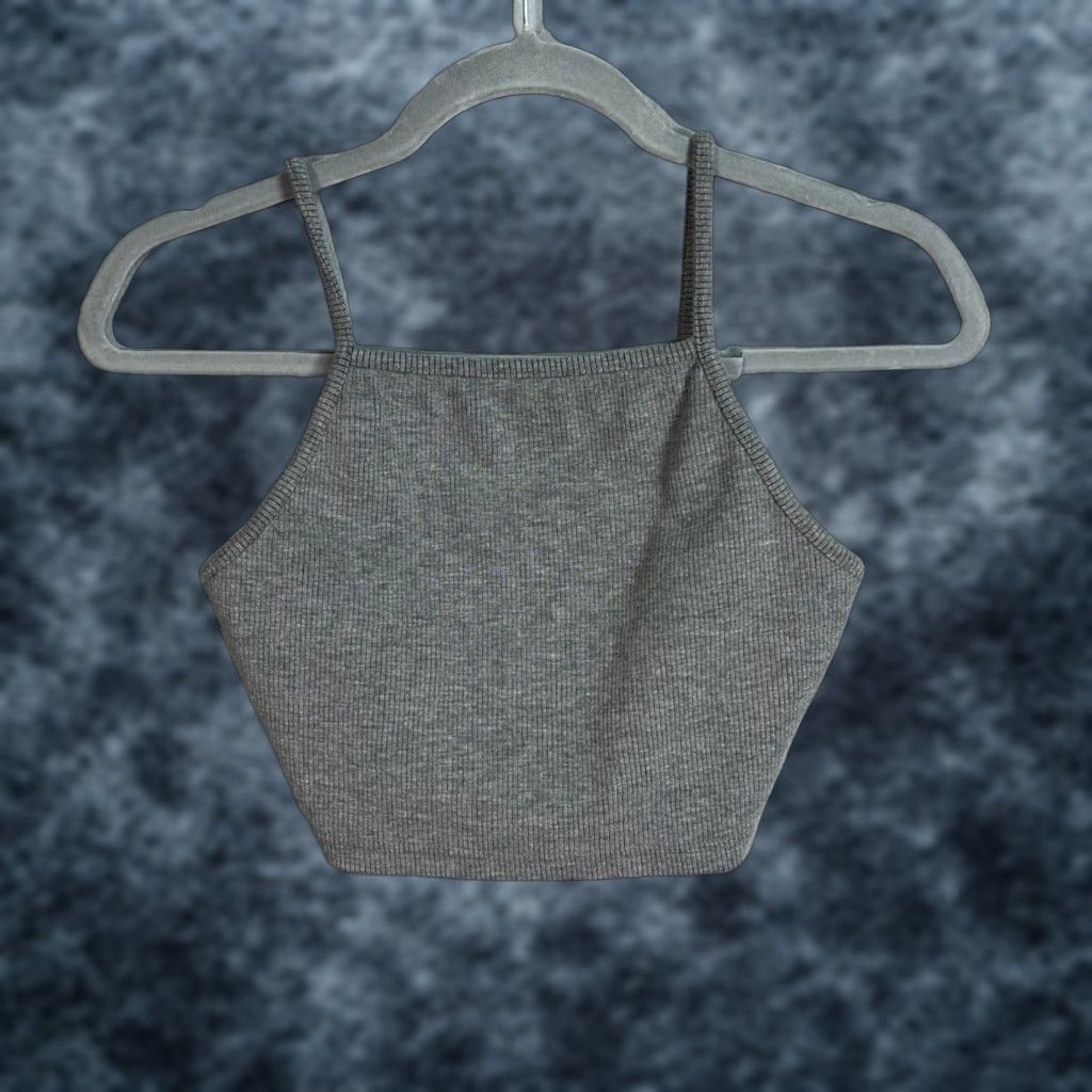 Topshop Topshop Womens Grey Ribbed Crop Top Size 6 Tank Cropped Sleeveless Pullover Cotton Polyester Knit Adult Womens 6 Womens Fashion Size M / US 6-8 / IT 42-44 - 1 Thumbnail