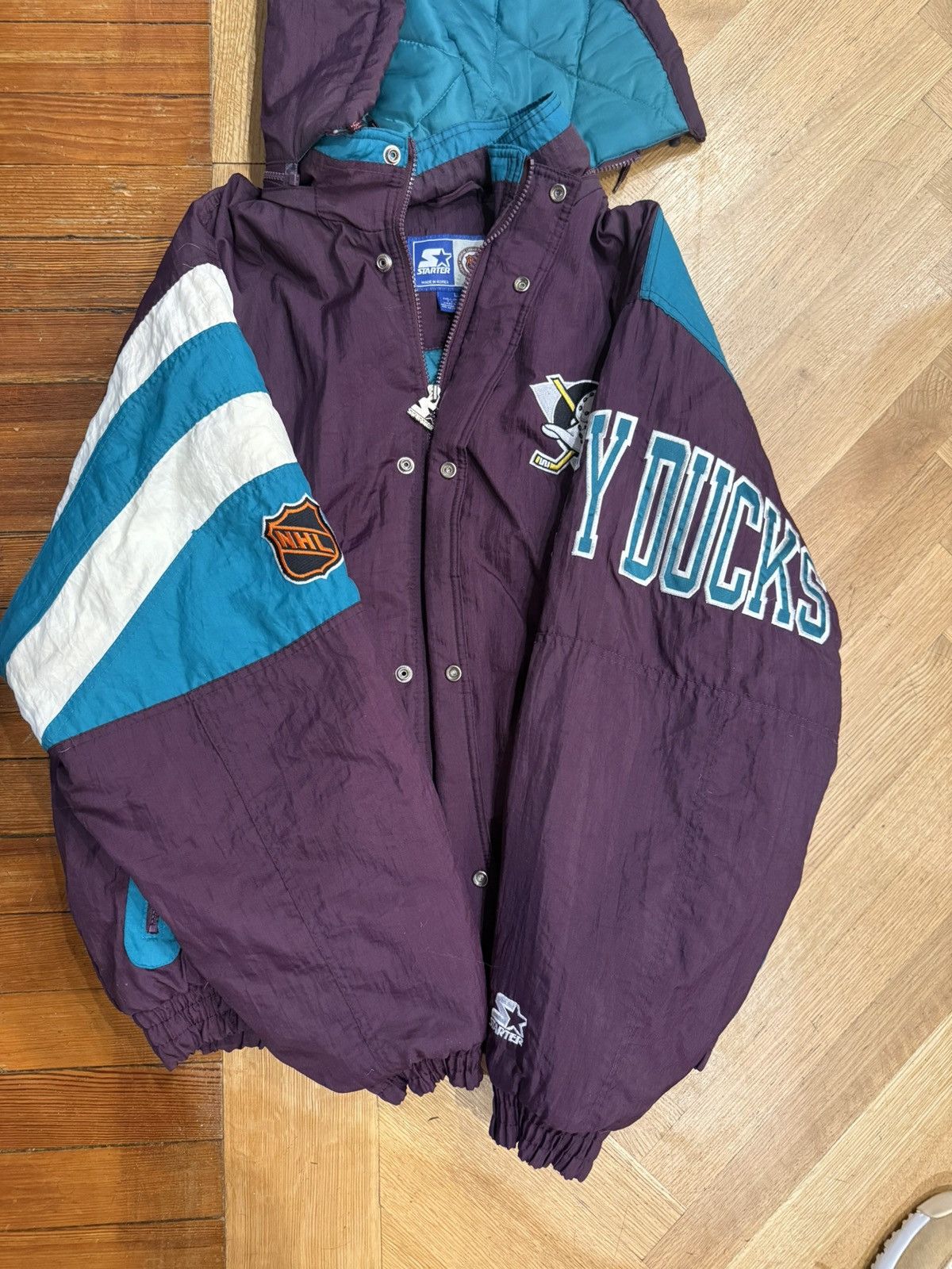 Starter Vintage 90's Might Ducks NHL Starter Jacket Size US L / EU 52-54 / 3 - 3 Thumbnail