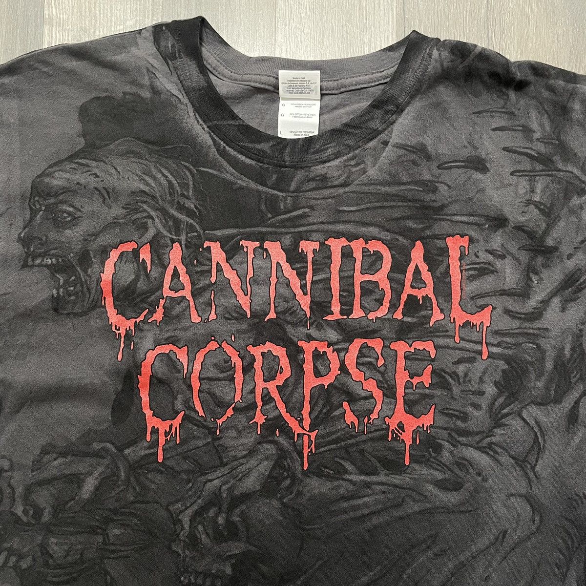 Gildan Vintage Cannibal Corpse AOP 2000s T-Shirt Size US L / EU 52-54 / 3 - 3 Thumbnail