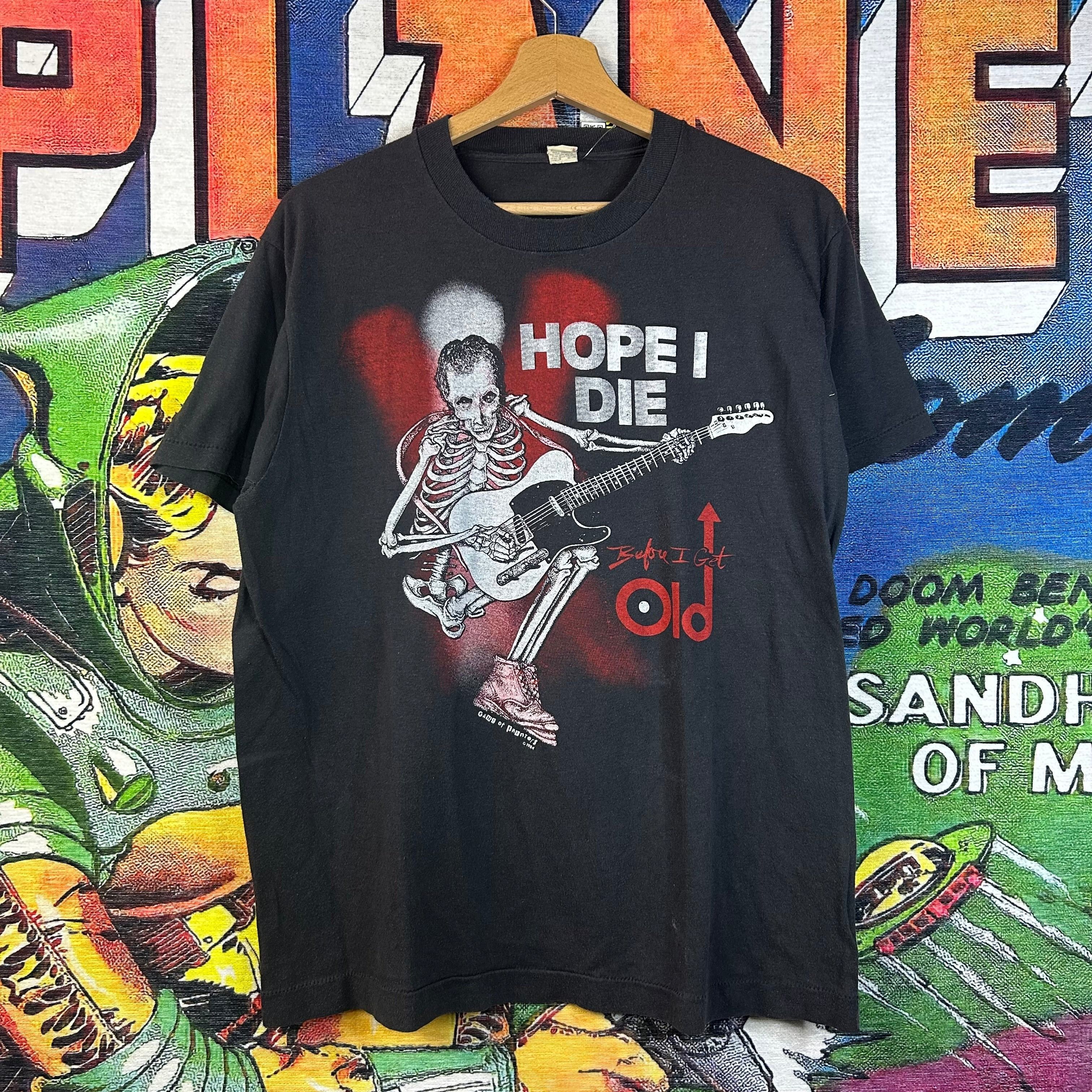 Vintage Vintage 80s ‘Hope I Die’ Skeleton Tee Size XL Size US XL / EU 56 / 4 - 1 Thumbnail