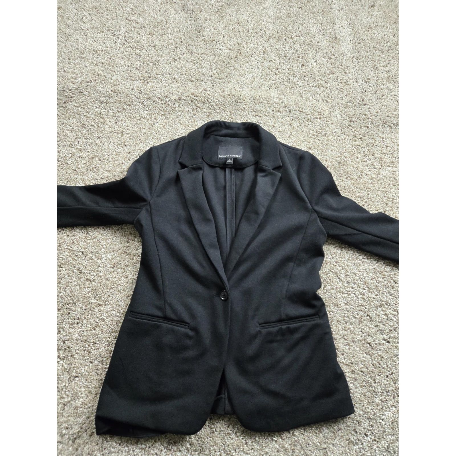 Banana Republic Banana Republic Unstructured Blazer Jacket Womens 4 Black One Button Stretch Size S / US 4 / IT 40 - 4 Thumbnail
