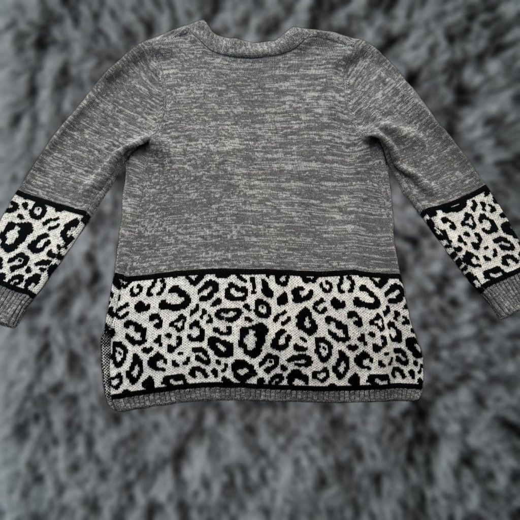 Vintage Allie & Rob Cardigan Sweater Womens Large Leopard Print Open Front Cozy Grandma Size L / US 10 / IT 46 - 1 Thumbnail