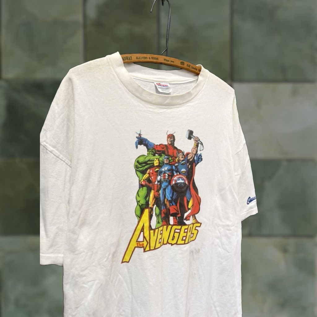 Hanes VINTAGE 90s Marvel Avengers White Hanes T-Shirt 2XL Mens Shirt Size US XXL / EU 58 / 5 - 1 Thumbnail