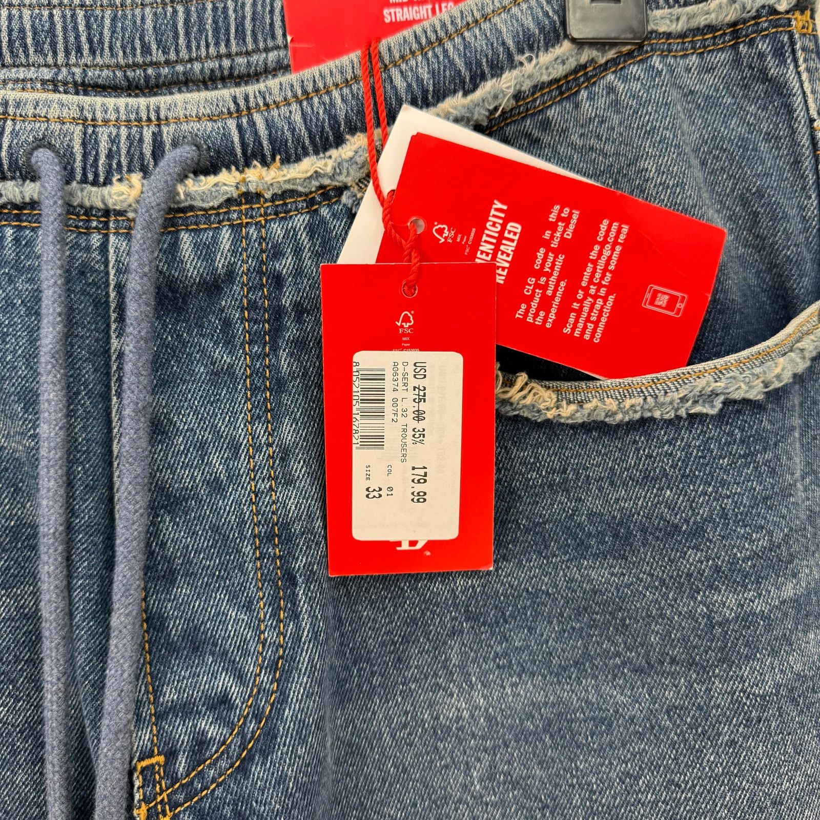 Diesel DIESEL MEN'S 33X32 D-SERT STRAIGHT LEG JEANS MADE IN TUNISIA Size US 33 - 6 Thumbnail