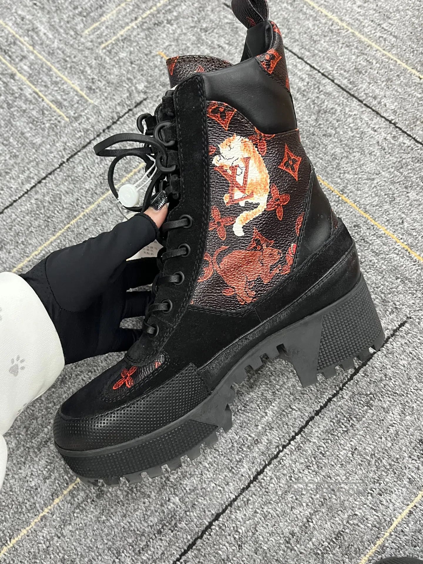 Louis Vuitton Louis Vuitton Black and Red Animal Print Series| Size US 4.5 / IT 34.5 - 4 Thumbnail