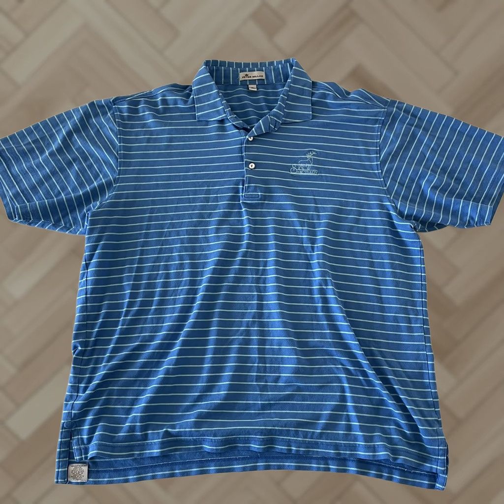 Peter Millar Peter Millar Sanctuary Golf Striped Short Sleeve Polo Shirt Men XL Blue Size US XL / EU 56 / 4 - 1 Thumbnail