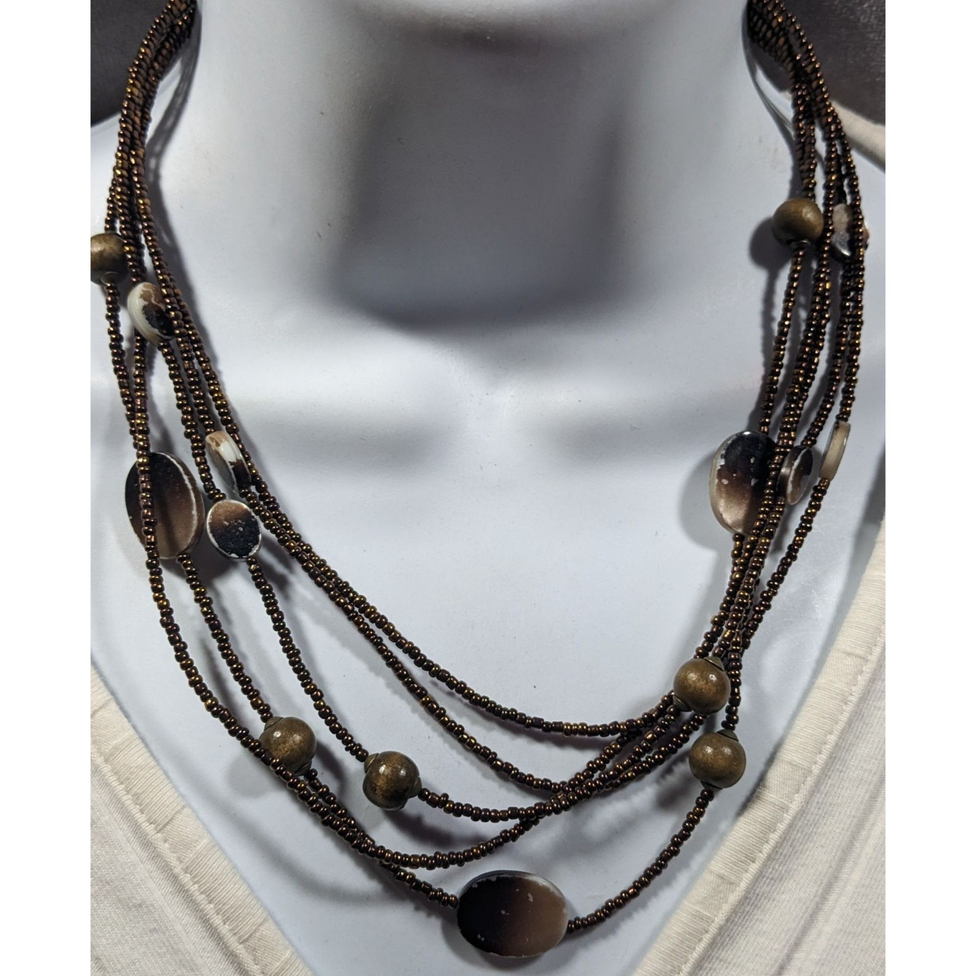Other Bohemian Retro Multilayer Glass And Shell Beaded Necklace Size ONE SIZE - 3 Thumbnail