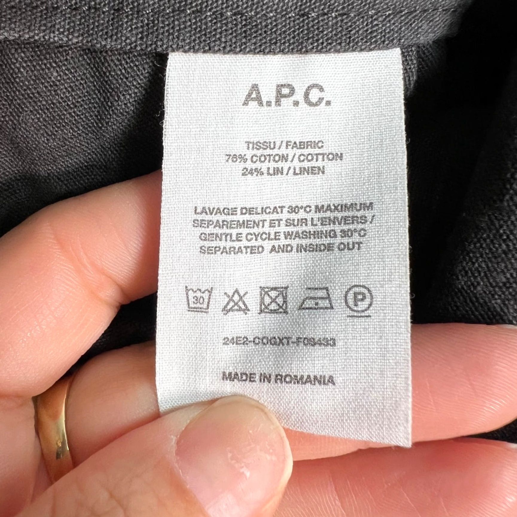 A.P.C. A.P.C. Womens Size 34 Dark Grey Cotton-Linen Blend Straight-Leg Pants Shirt? Size 24" / US 00 / IT 34 - 4 Thumbnail