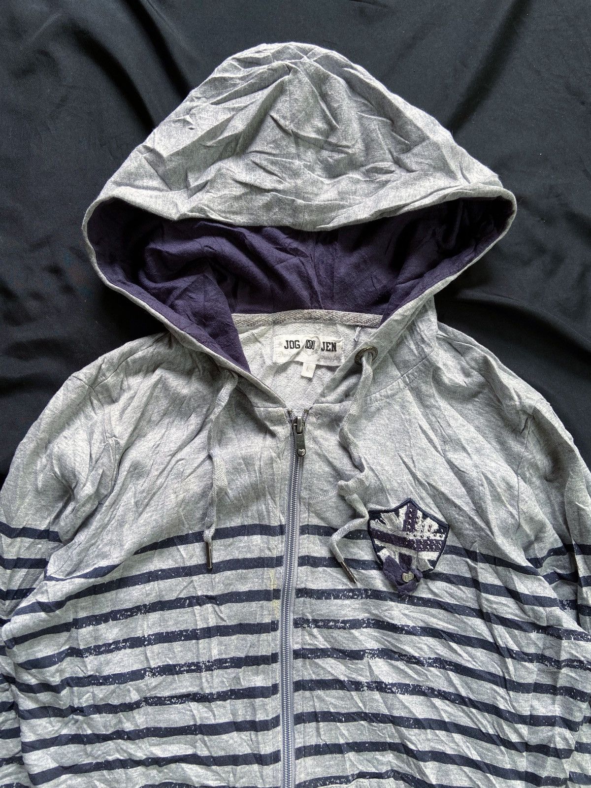 Japanese Brand JEG IN JENNYFER STRIPED ZIP HOODIE Size US S / EU 44-46 / 1 - 2 Thumbnail