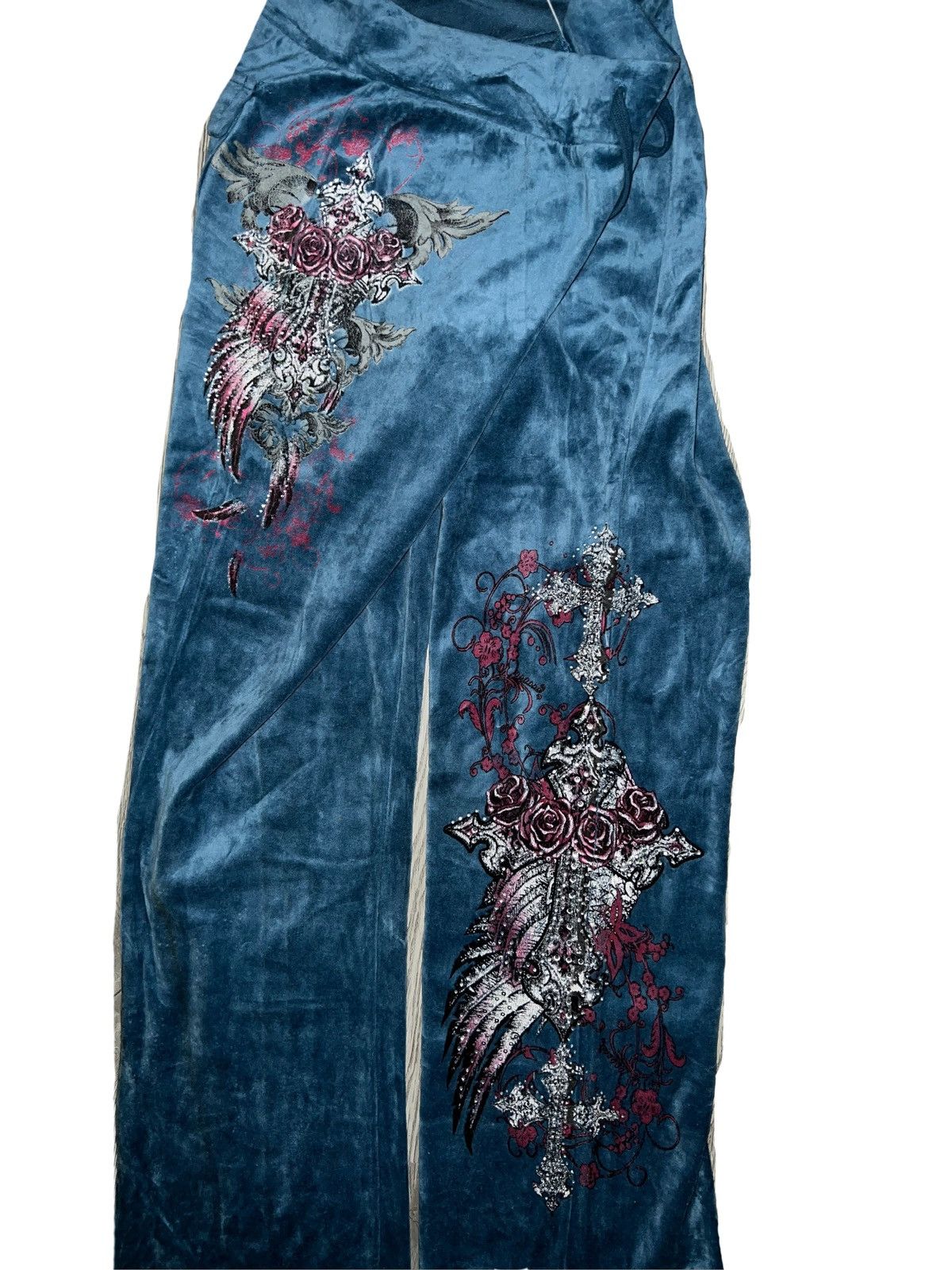 Ed Hardy Vintage Y2K cross and rose velvet pants 🥀➕ Size 26" / US 2 / IT 38 - 5 Thumbnail