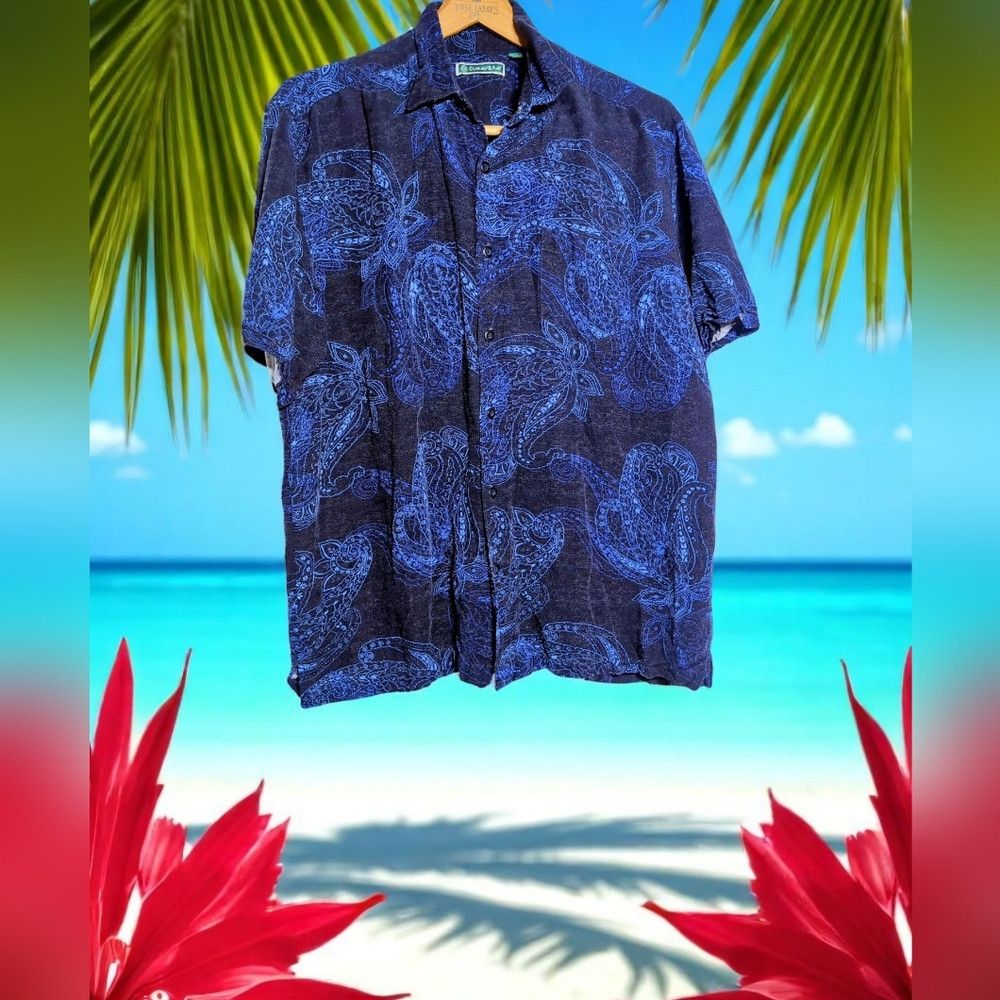 Cubavera Cubavera Sz L Navy Blue Paisley Casual Shirt Size US L / EU 52-54 / 3 - 1 Thumbnail