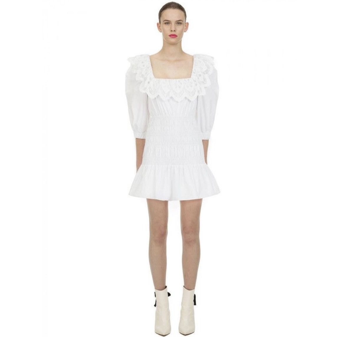 Self-Portrait embroidery white mini dress Size S / US 4 / IT 40 - 4 Thumbnail