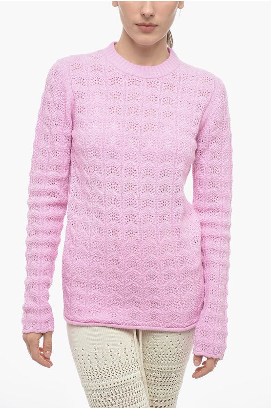 image of Sportmax Cashmere Blend Crewneck Sweater in Pink, Women's (Size Large)