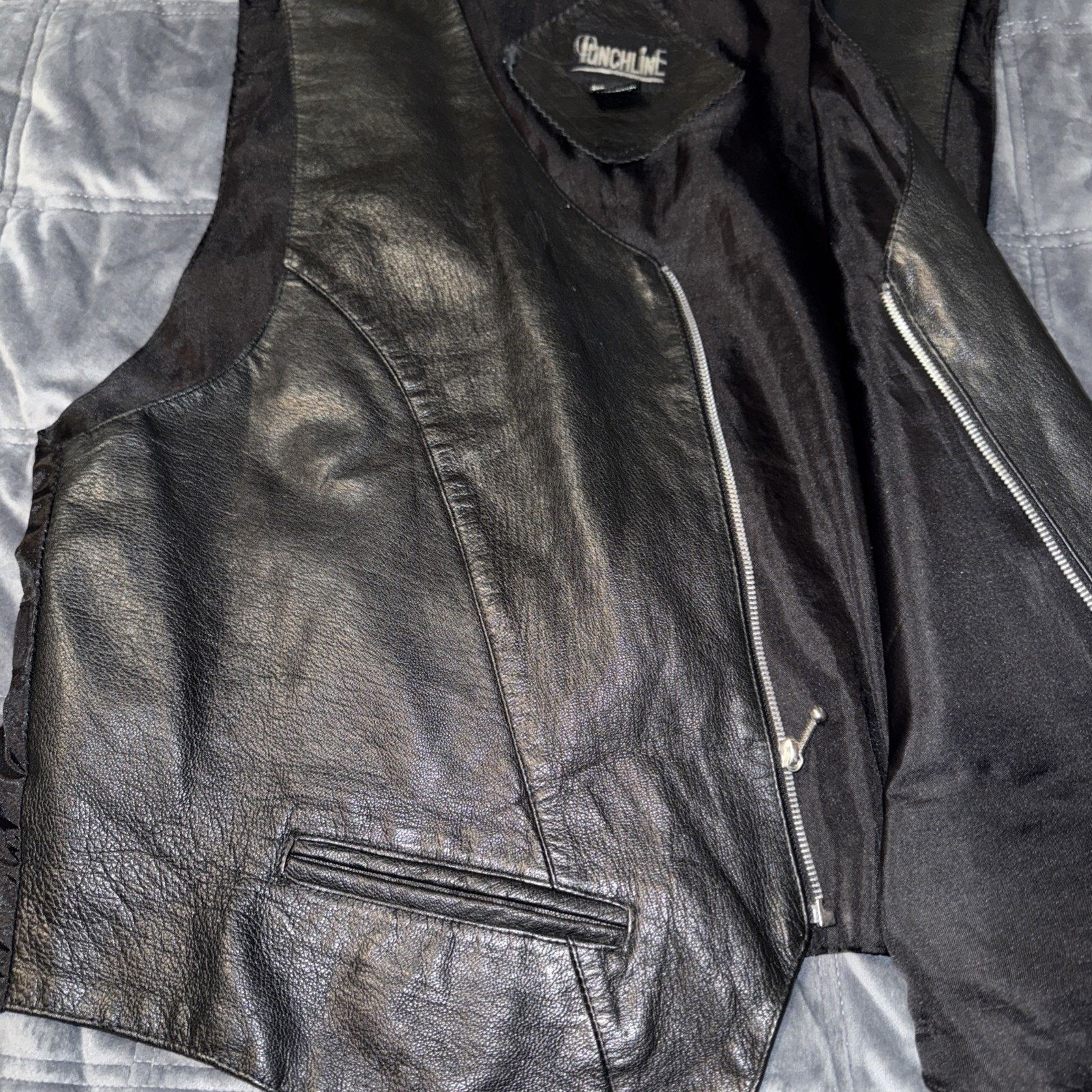 Other Vintage Black Genuine Leather Zippered Vest Moto Oversized M Size US M / EU 48-50 / 2 - 10 Thumbnail