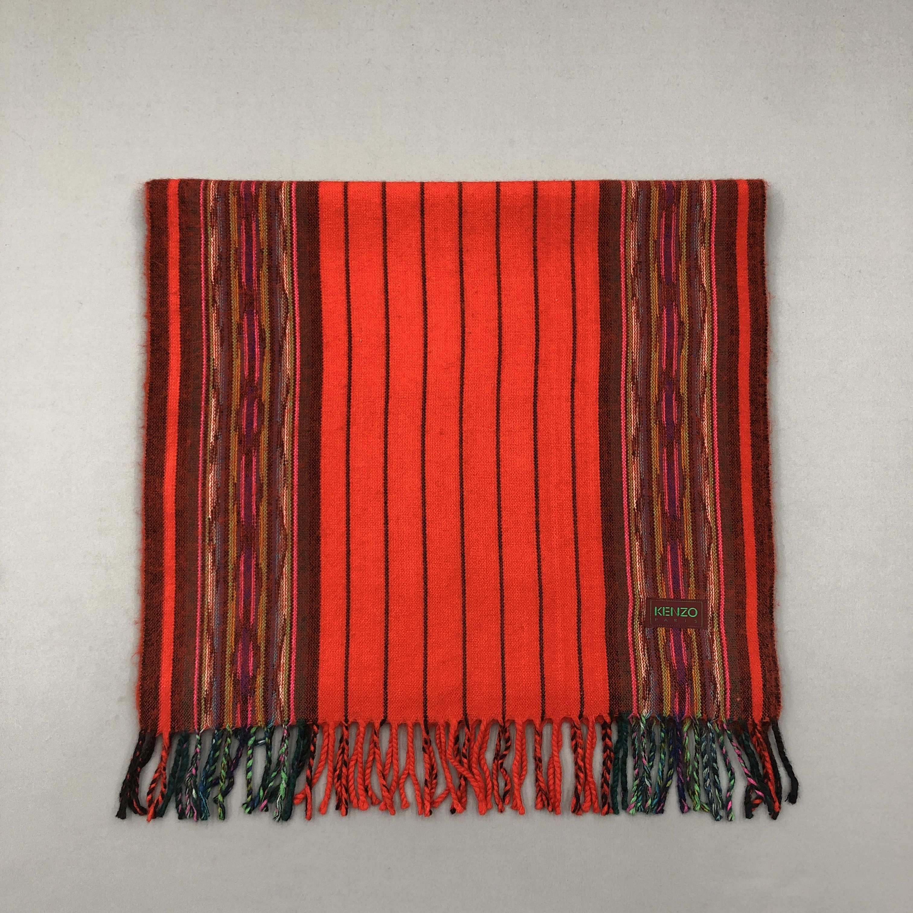 Kenzo Vintage Kenzo Scarf Muffler Wool Winter Fringe Scarves Size ONE SIZE - 2 Thumbnail