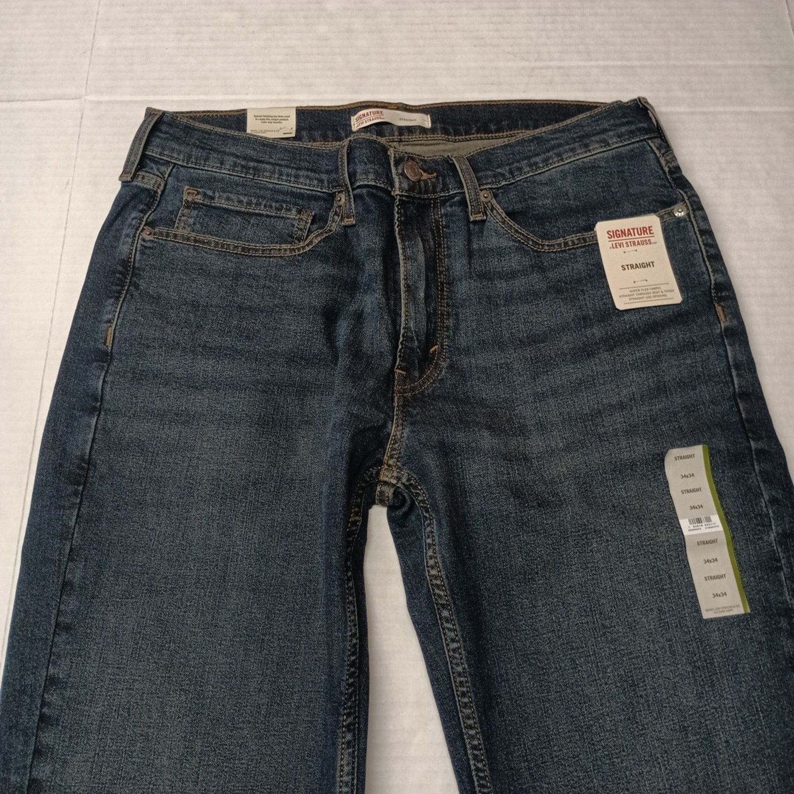 Levi's Signature By Levi Straight Jeans Men's 34x34 Blue Denim Flex Size US 34 / EU 50 - 4 Thumbnail