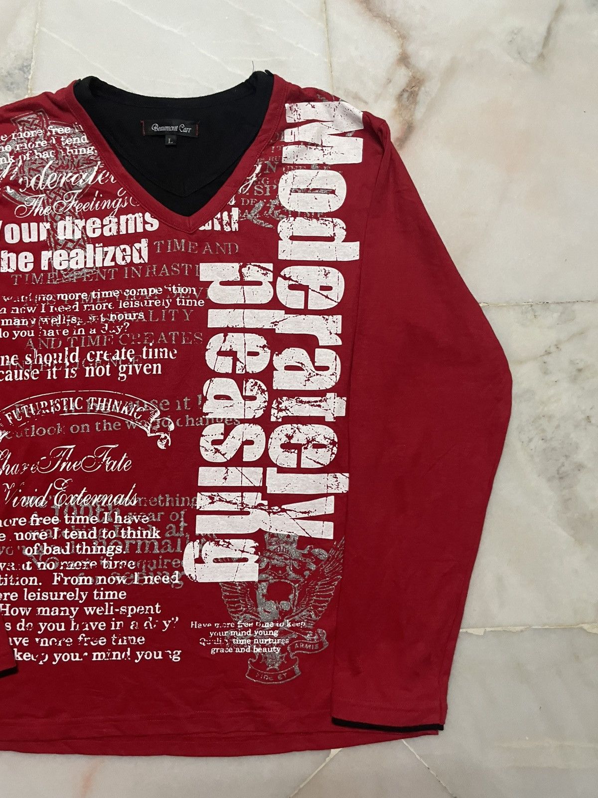 Seditionaries Vintage Beaumont Carr Punk Double Layer V-Tshirt Script Size US L / EU 52-54 / 3 - 3 Thumbnail