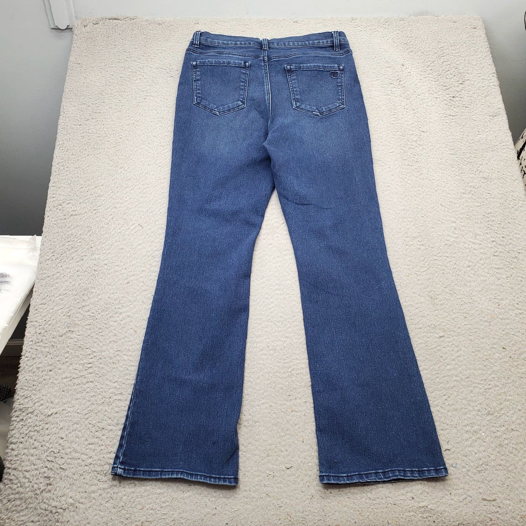 Denime DG2 Faded Whiskered Bootcut Jeans Womens Size 10 Blue Denim Medium Wash Stretch Jeans Womens Mens? Size 32" / US 10 / IT 46 - 2 Thumbnail