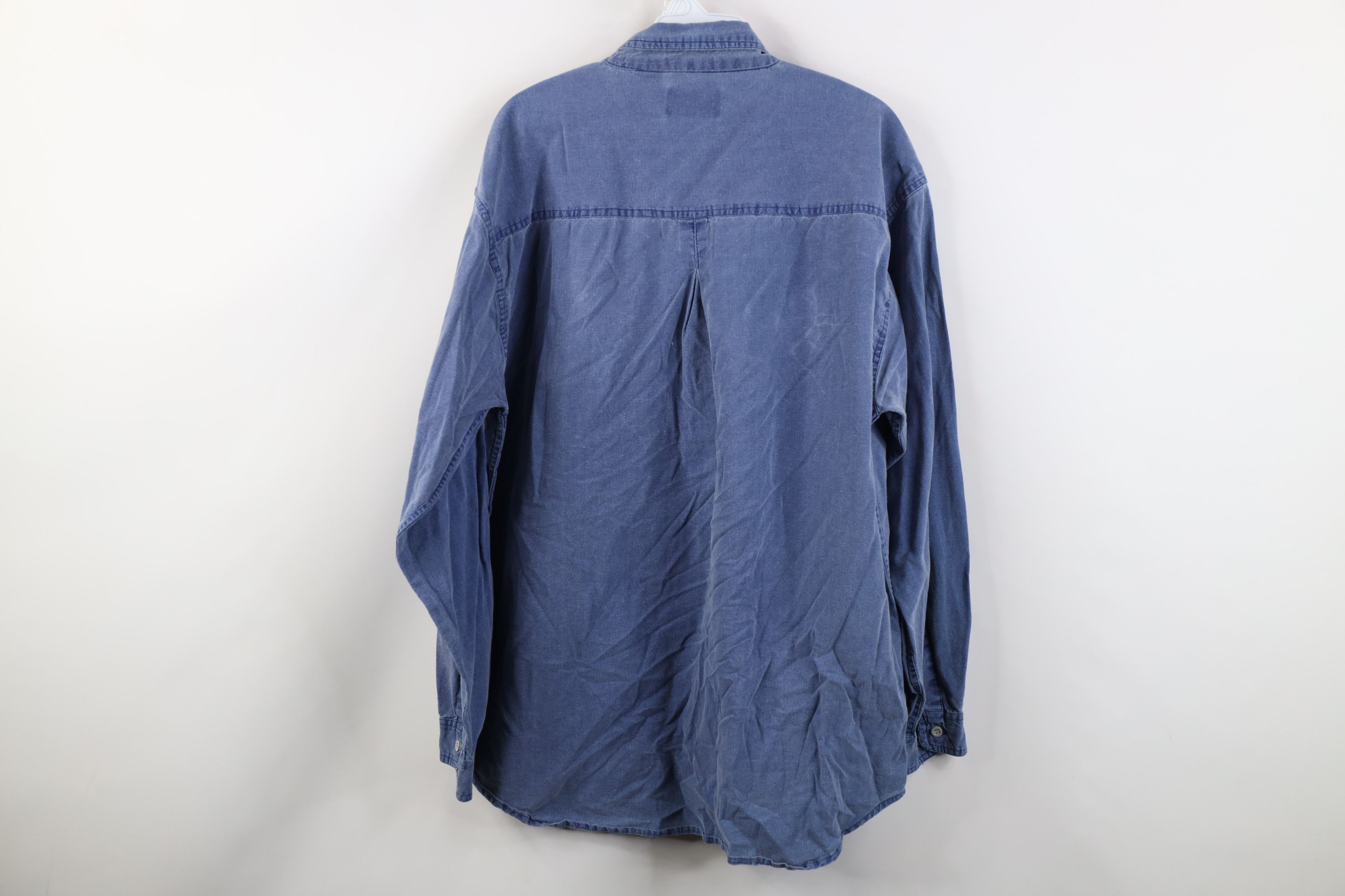 Vintage Vintage 90s Streetwear Stonewash Button Shirt Blue Cotton Size US M / EU 48-50 / 2 - 12 Thumbnail