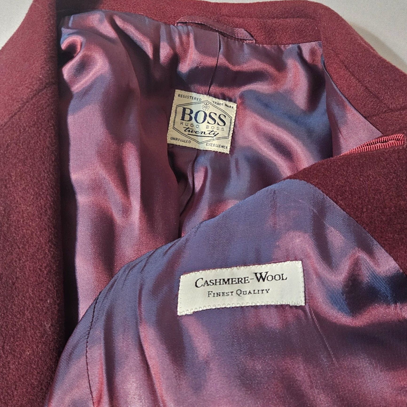 Hugo Boss VINTAGE Hugo Boss Blazer Mens 44R Burgundy Cashmere Wool Blend Two-Button Sport Coat Size 44R - 2 Thumbnail