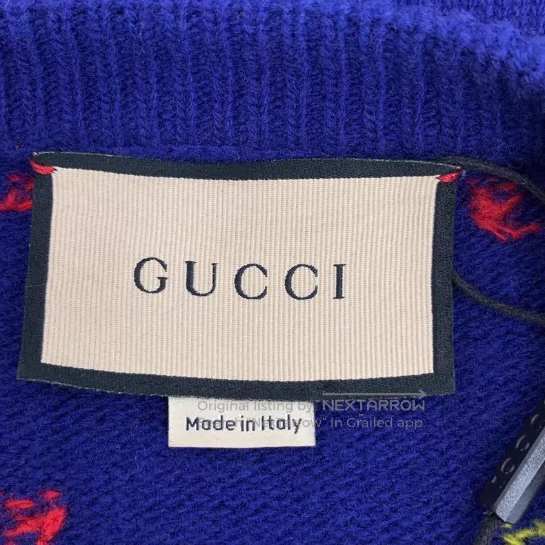 Gucci Gucci Dark blue logo jacquad printed wool round-neck long- Size US XS / EU 42 / 0 - 5 Thumbnail