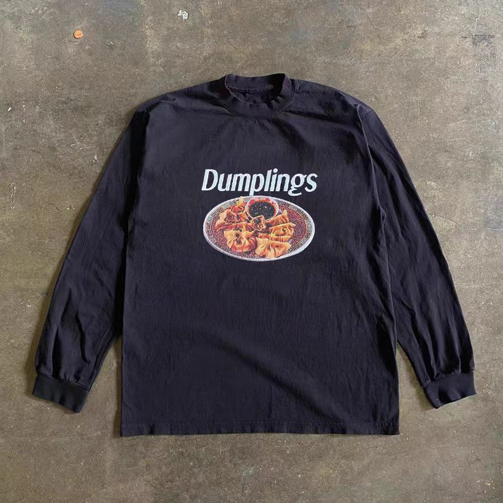 Japanese Brand × Vintage Dumpling pattern black washed vintage long sleeve t-shirt Size US L / EU 52-54 / 3 - 1 Thumbnail