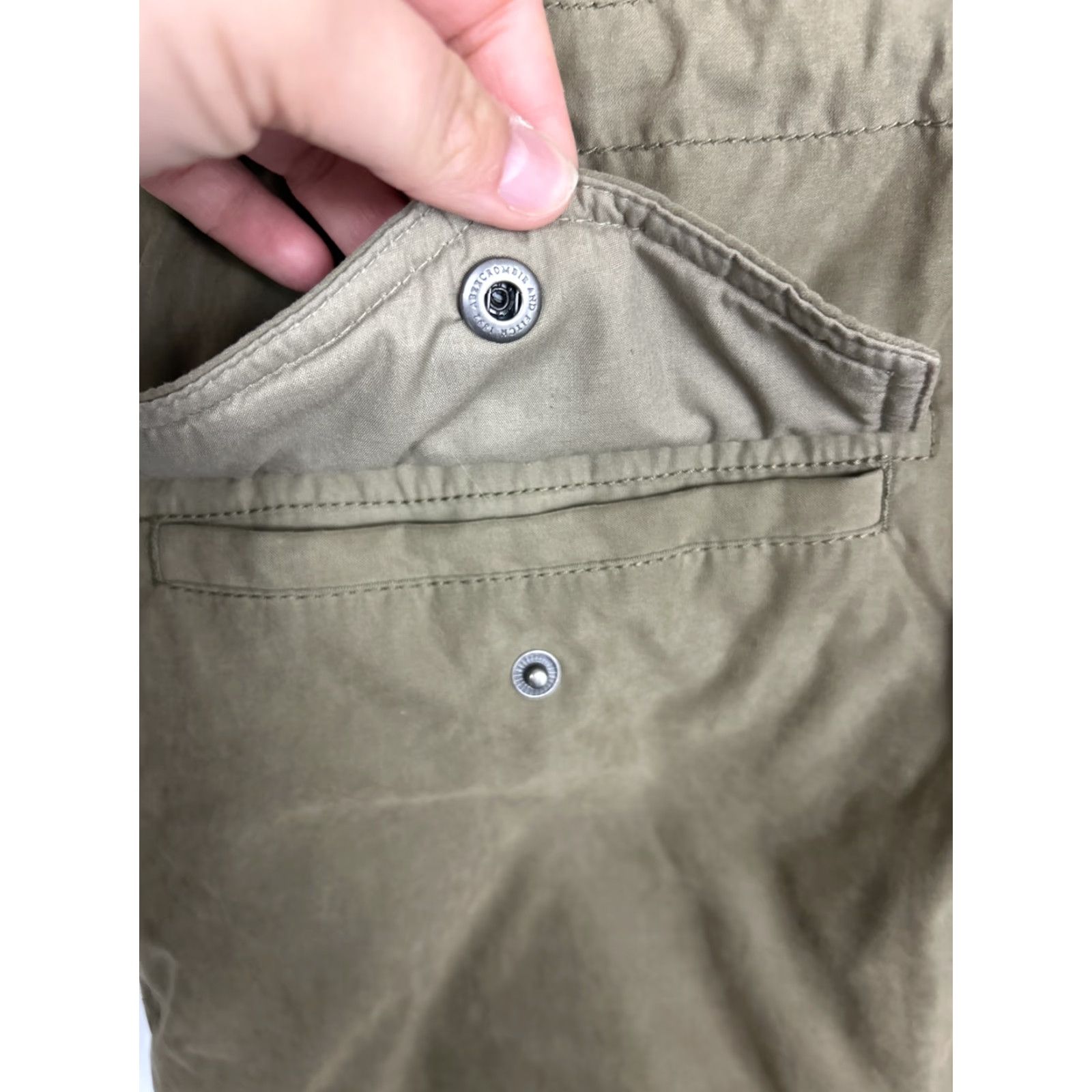 Abercrombie & Fitch Abercrombie Womens Small Olive Green Full Zip Suede Faux Fur Lined Parka Jacket Size S / US 4 / IT 40 - 7 Thumbnail