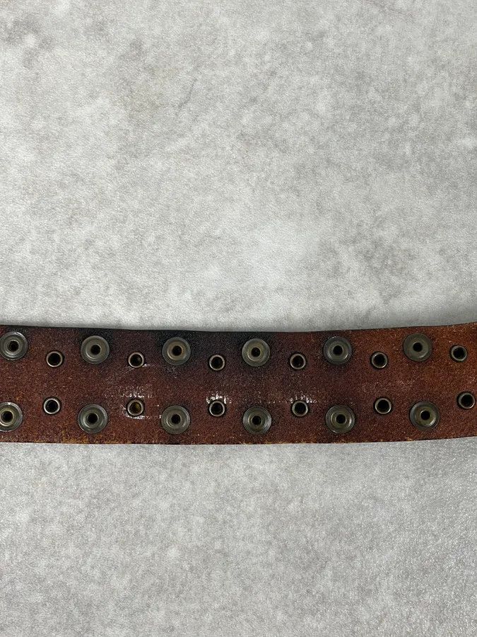 Roberto Cavalli 2000s Cavalli Dragon Claw Buckle Brown Studded Leather Belt Size ONE SIZE - 7 Thumbnail