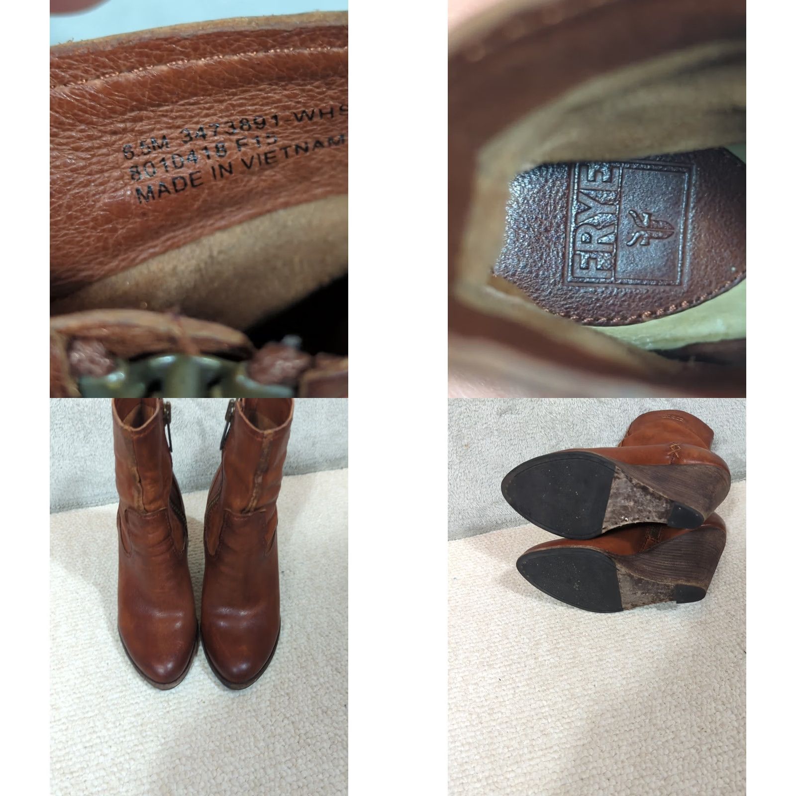 Frye Frye CeCe Boot Brown Leather Ankle Boots 6.5 Women Zip Pointed Toe Boho Chic Size US 7 / IT 37 - 8 Thumbnail