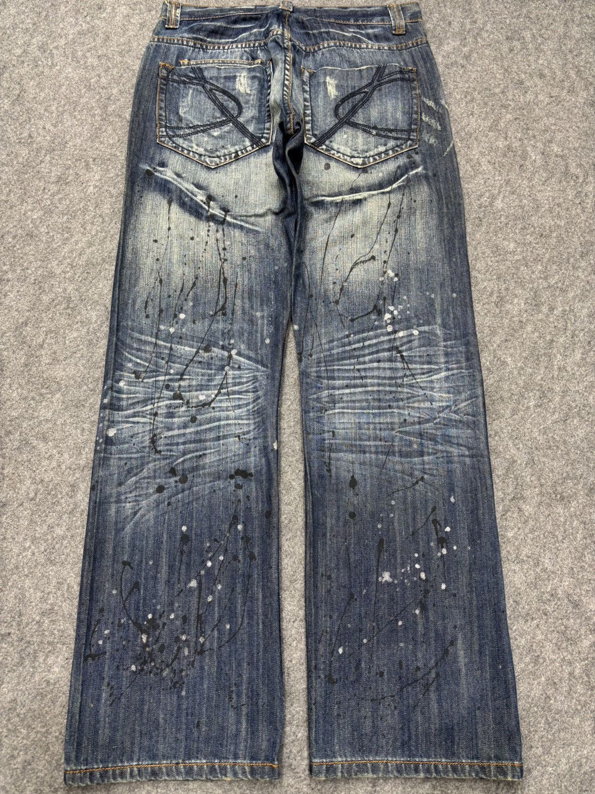 Japanese Brand Sick punk ministry PatchWork Japan Paint Splatter Denim F672 Size US 31 - 22 Thumbnail