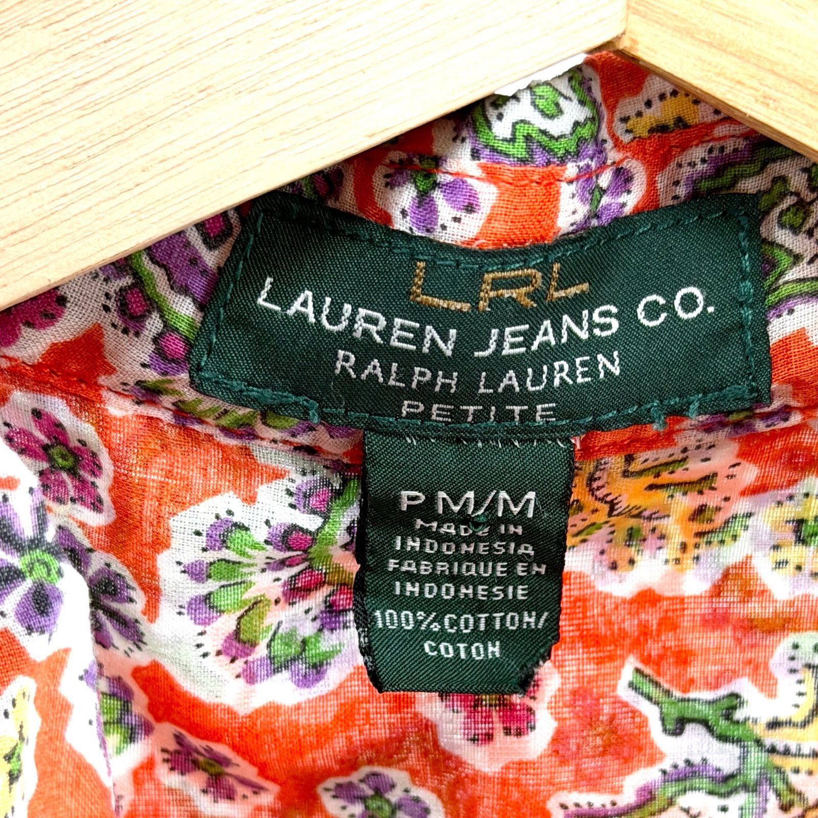 Ralph Lauren Orange Purple Floral 100% Cotton Button Down Shirt Size M / US 6-8 / IT 42-44 - 7 Thumbnail