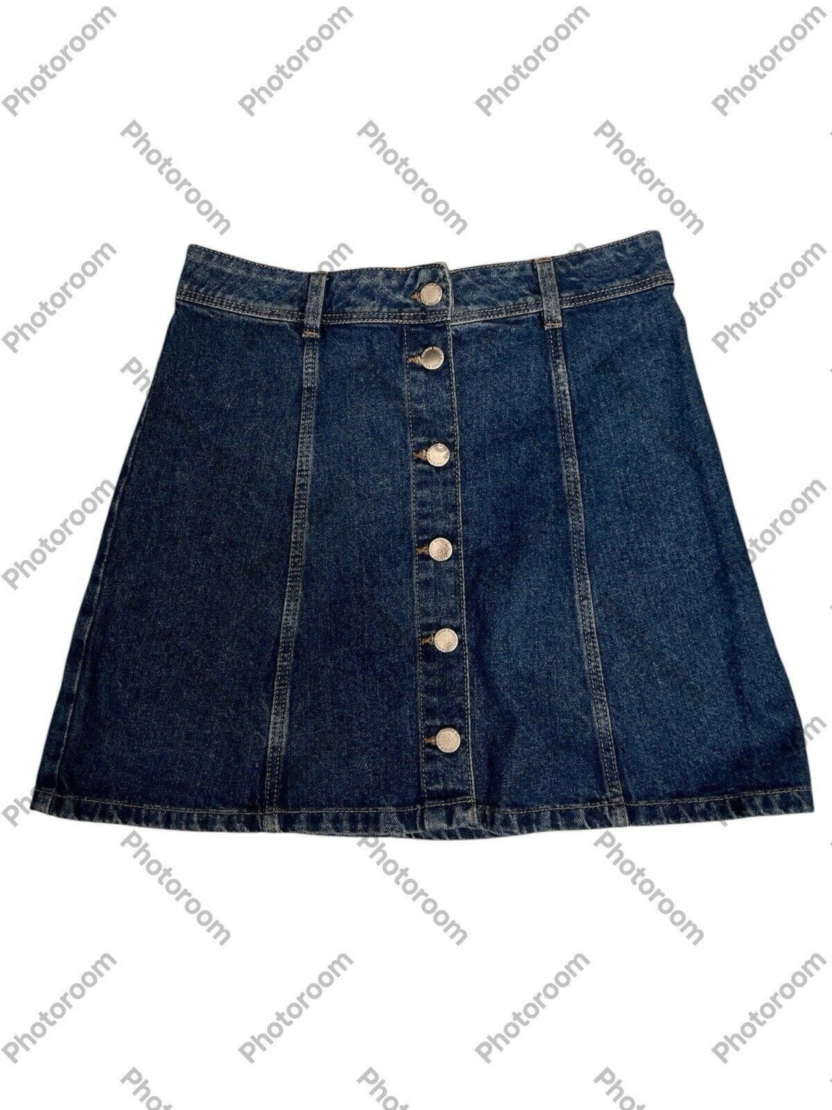 H&M HM DIVIDED womens denim full button front skirt size 4 EUC Size 27" / US 4 / IT 40 - 2 Thumbnail