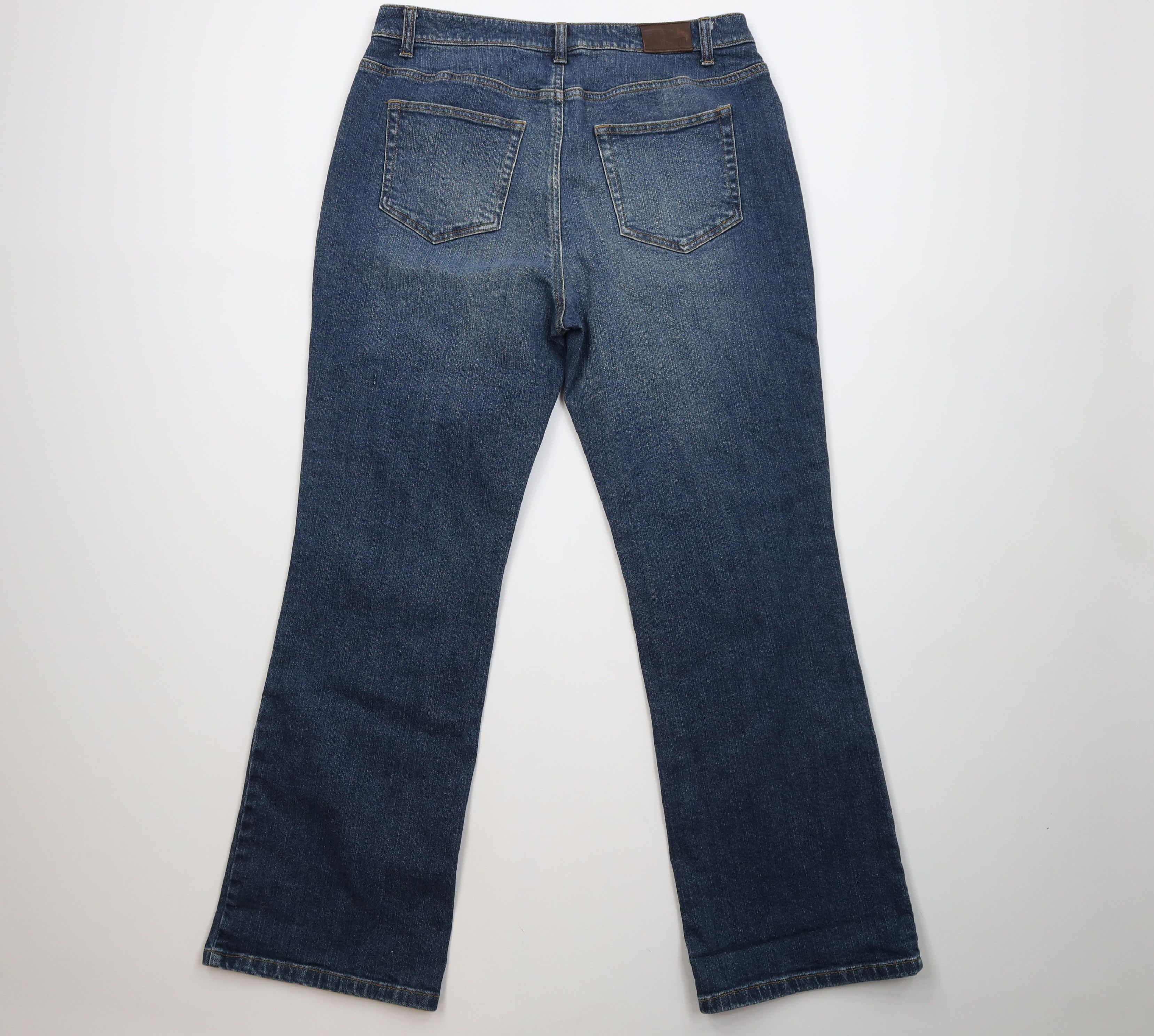 Lands' End Vintage 90s Y2K Lands End Flared Wide Leg Denim Jeans Blue Size 34" / US 12 / IT 48 - 9 Thumbnail