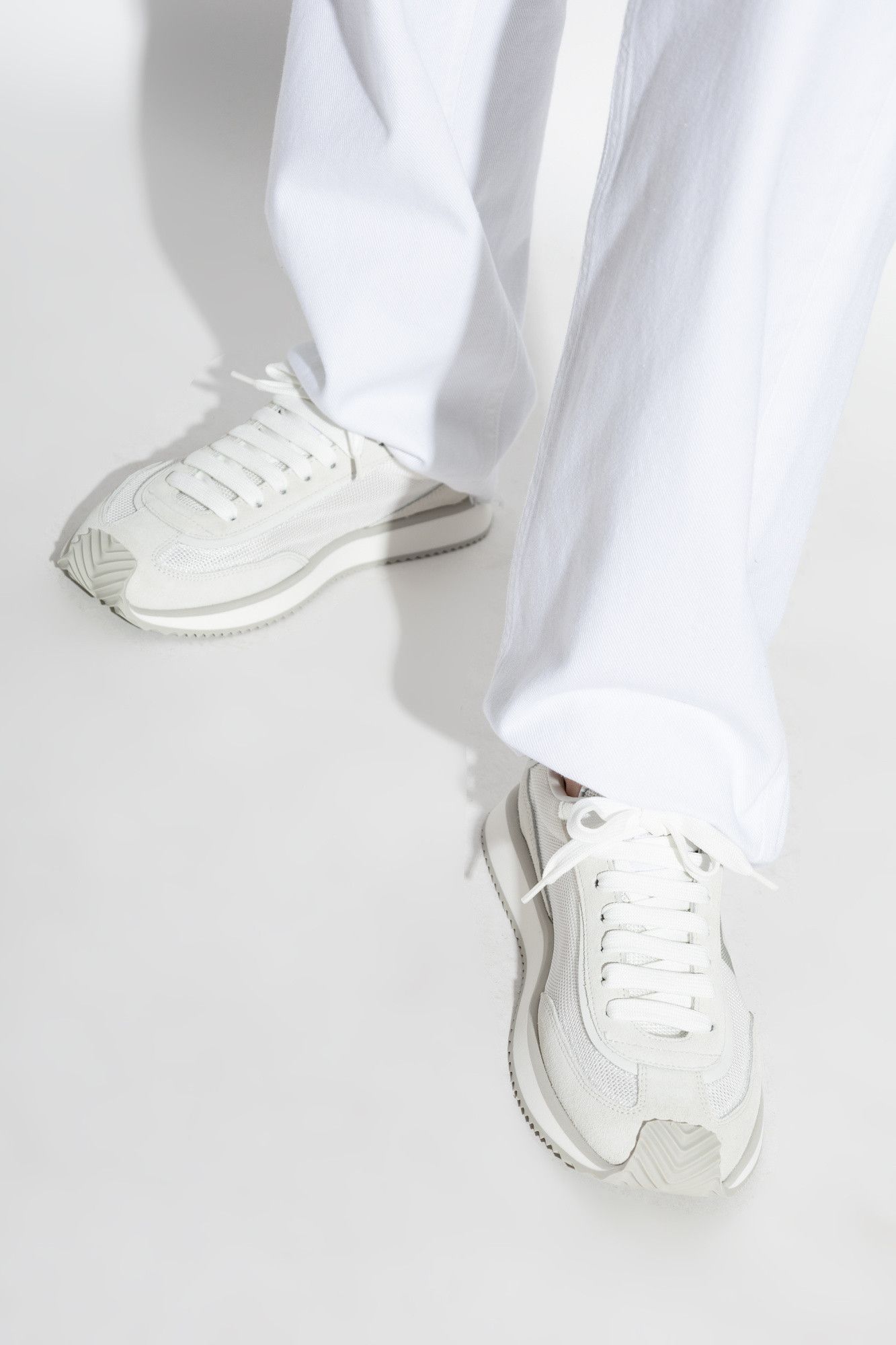 Dolce & Gabbana o1s22i1n0225 Leather Low-Top Sneakers in White/Light Grey Size US 8 / IT 38 - 2 Thumbnail