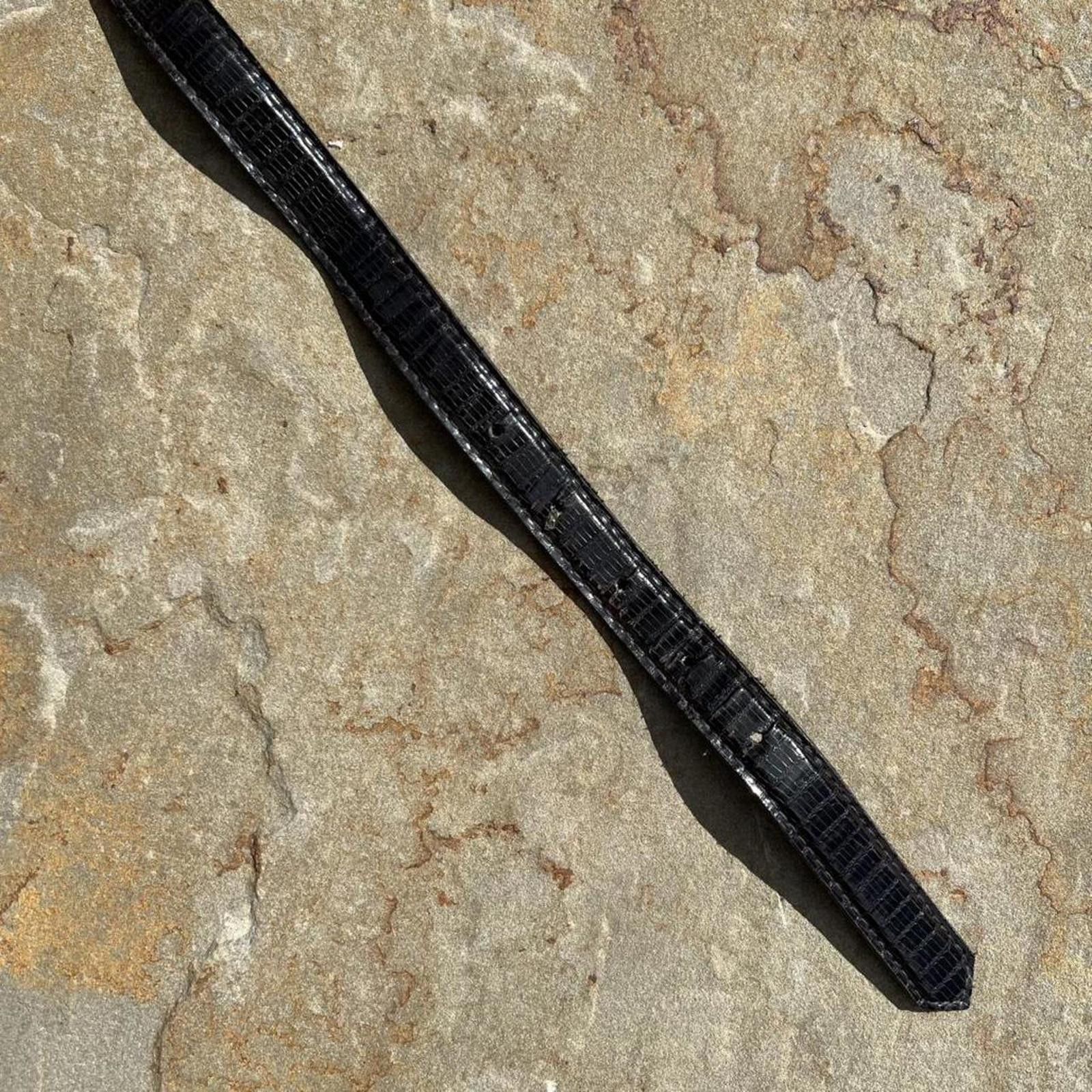 Vintage 90s Black Croc Embossed Faux Leather Chain Belt Size ONE SIZE - 4 Thumbnail