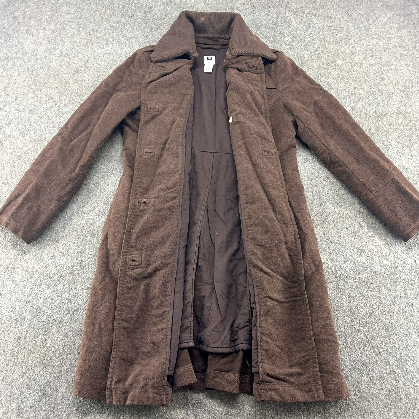 Gap VINTAGE Gap Coat Overcoat Womens Regular Medium Brown Long Trench 90s Pockets Size M / US 6-8 / IT 42-44 - 3 Thumbnail