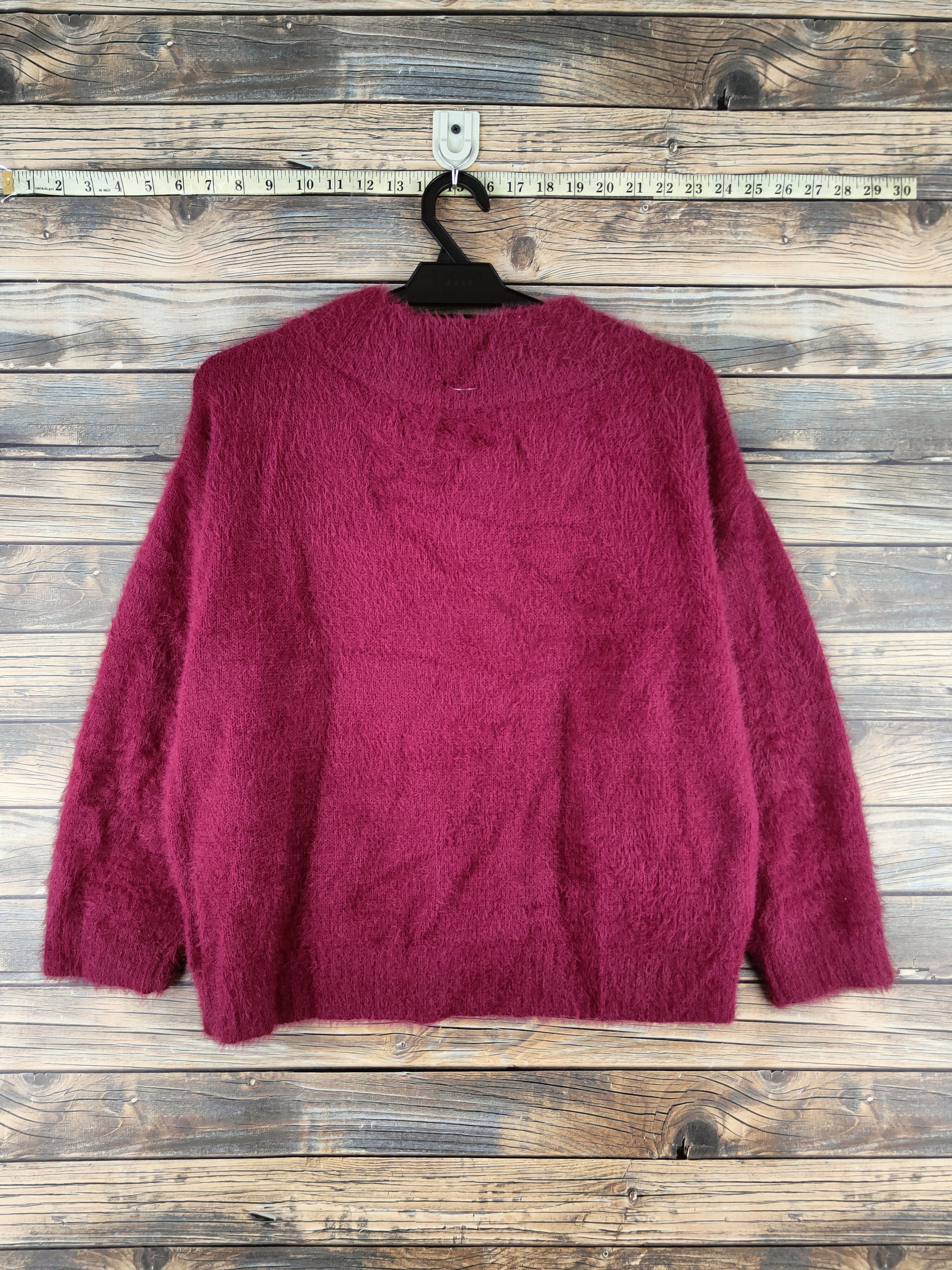 Japanese Brand DL Nano Maroon Fur Mohair shaggy Knitwear #46-536 Size S / US 4 / IT 40 - 7 Thumbnail