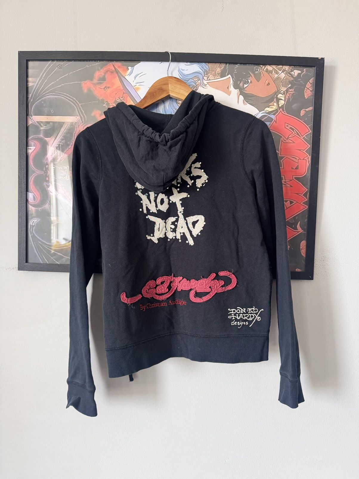 Ed Hardy ED HARDY HOODIE ZIP HOODED web spider bones skull skeleton Size M / US 6-8 / IT 42-44 - 6 Thumbnail