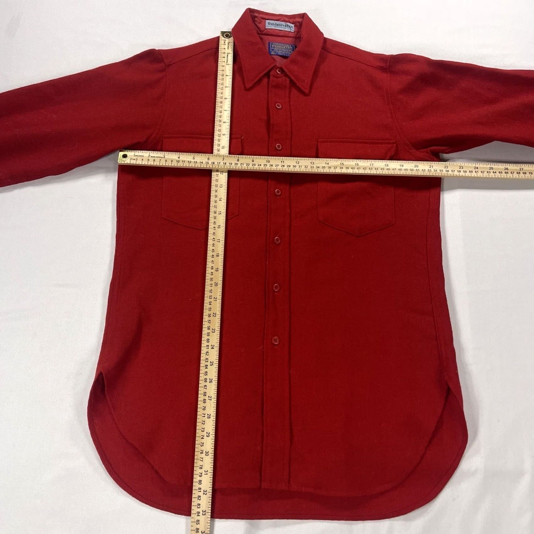 Pendleton VINTAGE Pendleton Button-Up Wool Plaid Shirt Mens Red 70s Retro Outdoor Pockets Size US L / EU 52-54 / 3 - 2 Thumbnail