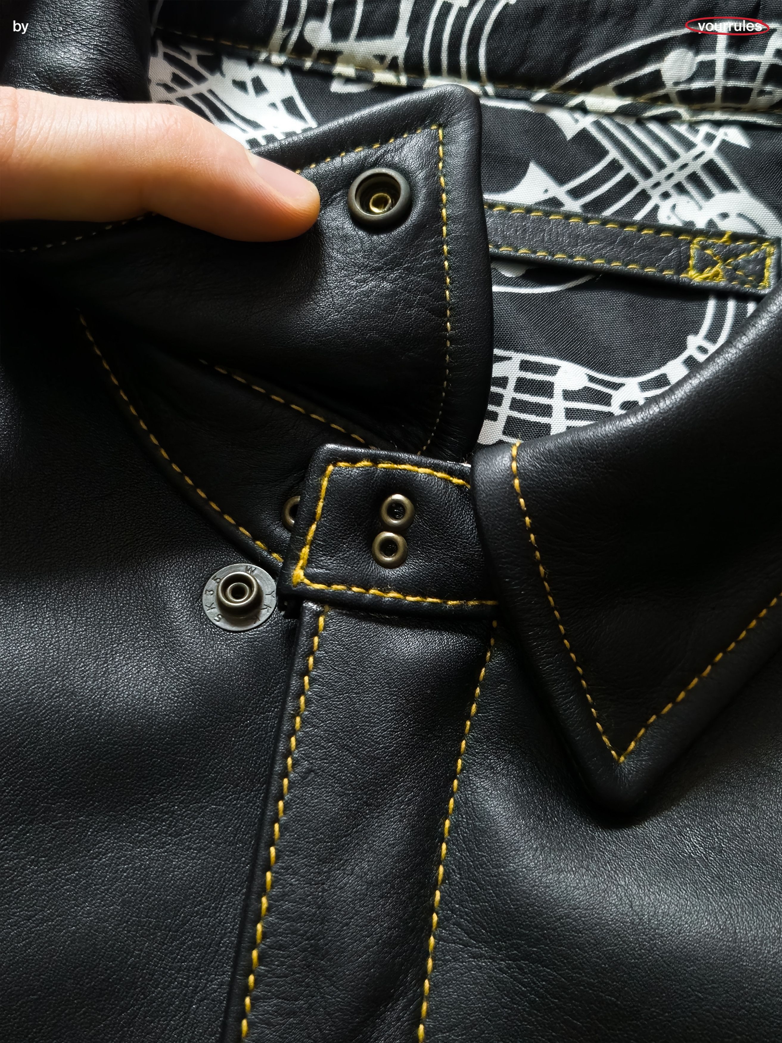 Number (N)ine NUMBER (N)INE A-2 Leather Archive Music Jacket (black) Size US M / EU 48-50 / 2 - 4 Thumbnail