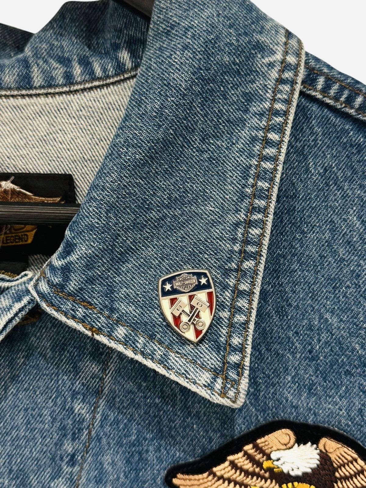 Harley Davidson Rare Vintage Harley Davidson Denim Patch Jacket Size US XL / EU 56 / 4 - 4 Thumbnail
